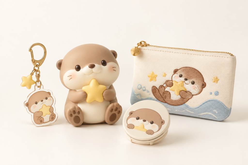 Accessories & Everyday Merchandise
Character keychain, pouch, figure, and everyday accessories based on an original otter IP
