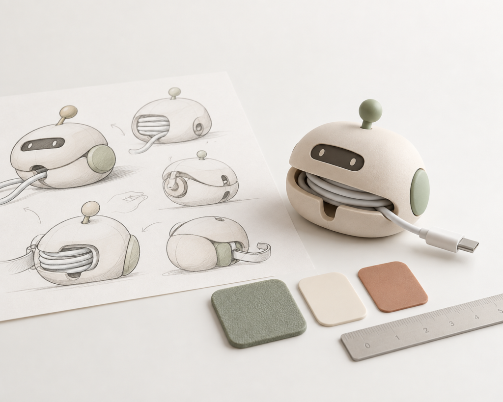 Original product concept developed from sketches, material samples, and design specifications